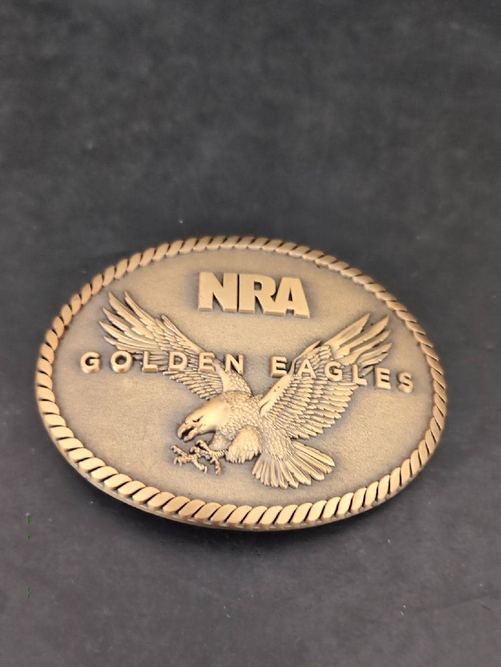2014 Gold Eagles NRA Brass Oval Belt Buckle.